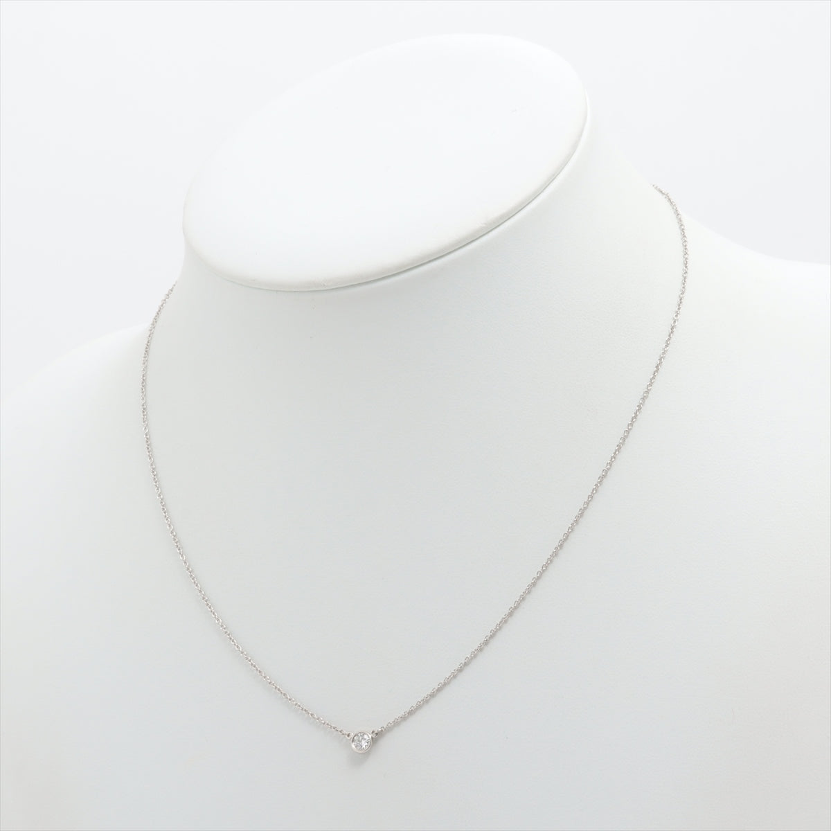 Tiffany Bazaar 1P Diamond Necklace Pt950 2.4g diameter approximately 4.45mm