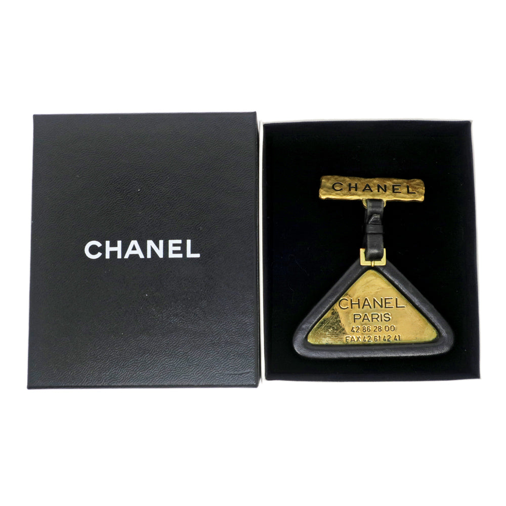 CHANEL Triangle  Brooch 94P G Leather Logo