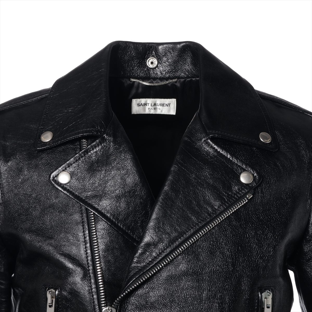 Saint Laurent  19 Years  S Leather Jacket 44 Men Black Classic Motorcycle r 484284