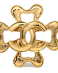 Chanel Clover Brooch Pin Gold 94P