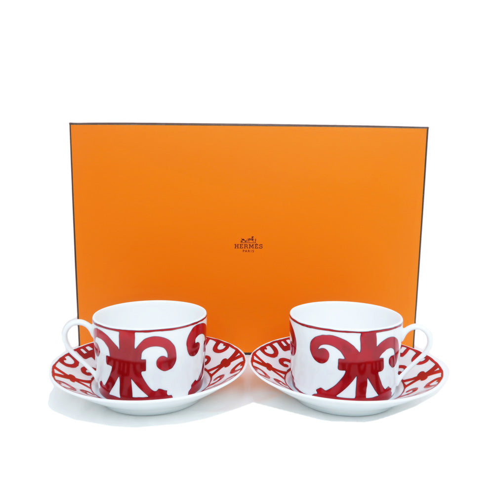 Hermes Morning Cup Dryer 2 guest sets Gardalkivir White Red 11015P2 Ceramic Small Others