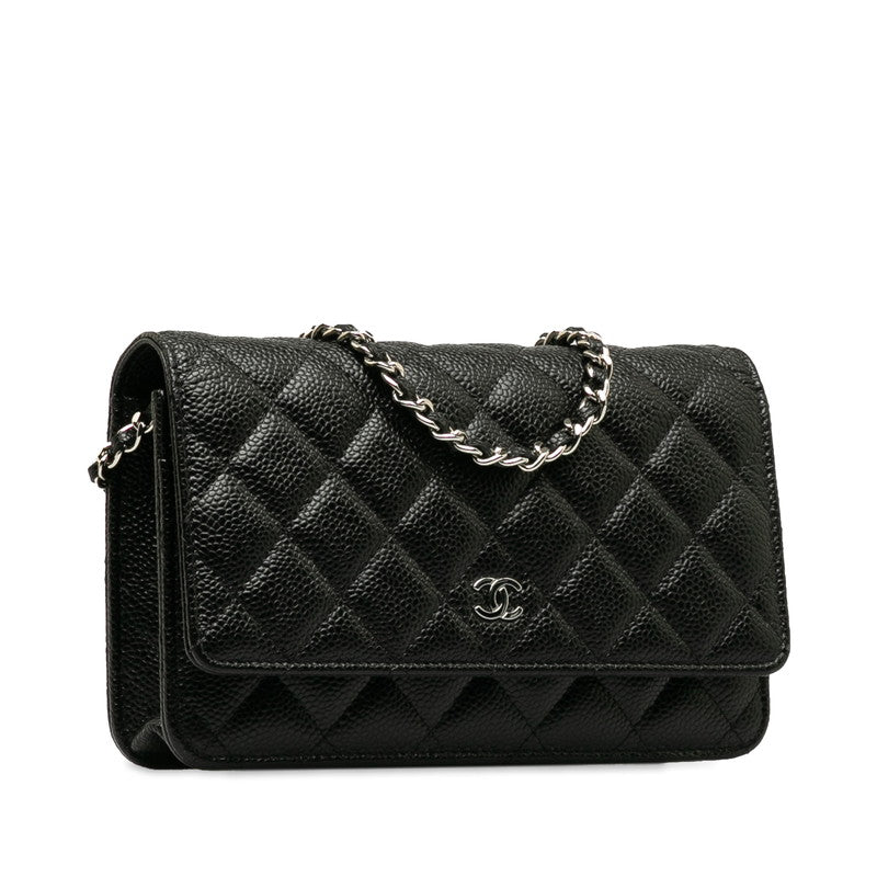 Chanel Matrases Chain Wallet Black Caviar S  Chanel