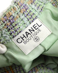 Chanel Double Breasted Jacket Green Tweed