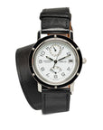 Hermes Clipperer Doubletour    CL5.710 Automatic Rolling White  Dial Stainless Steel Leather Men Hermes