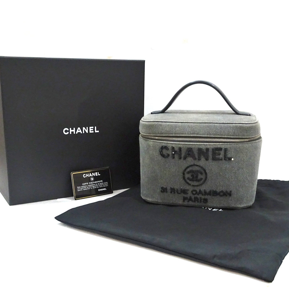 Chanel Vanity Bag Deauville Coco Canvas Spankol Gr  Pouch  A84212