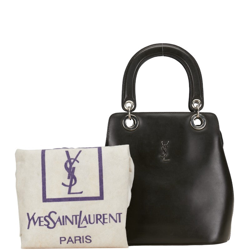 Saint Laurent YSL Logo Handbag Black Karki Silver Leather  Saint Laurent