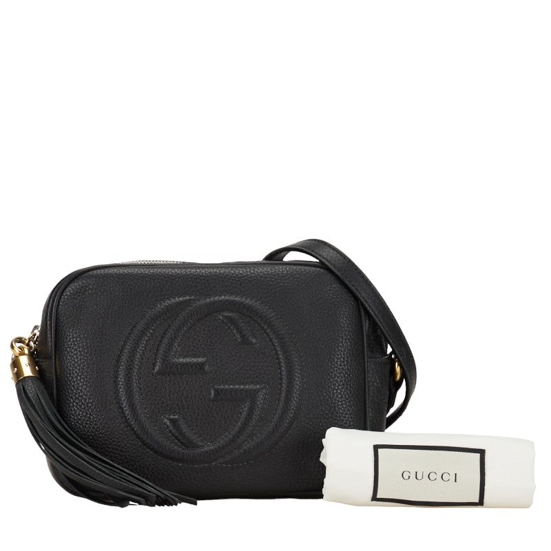 Gucci Interlocking G Soho Tassel Small Dialo  Shoulder Bag 308364 Black Leather  Gucci Ginxian Gucci Ginxian