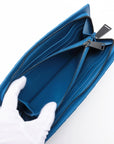 Bottega Veneta Intrecciato Leather Round  Wallet Blue