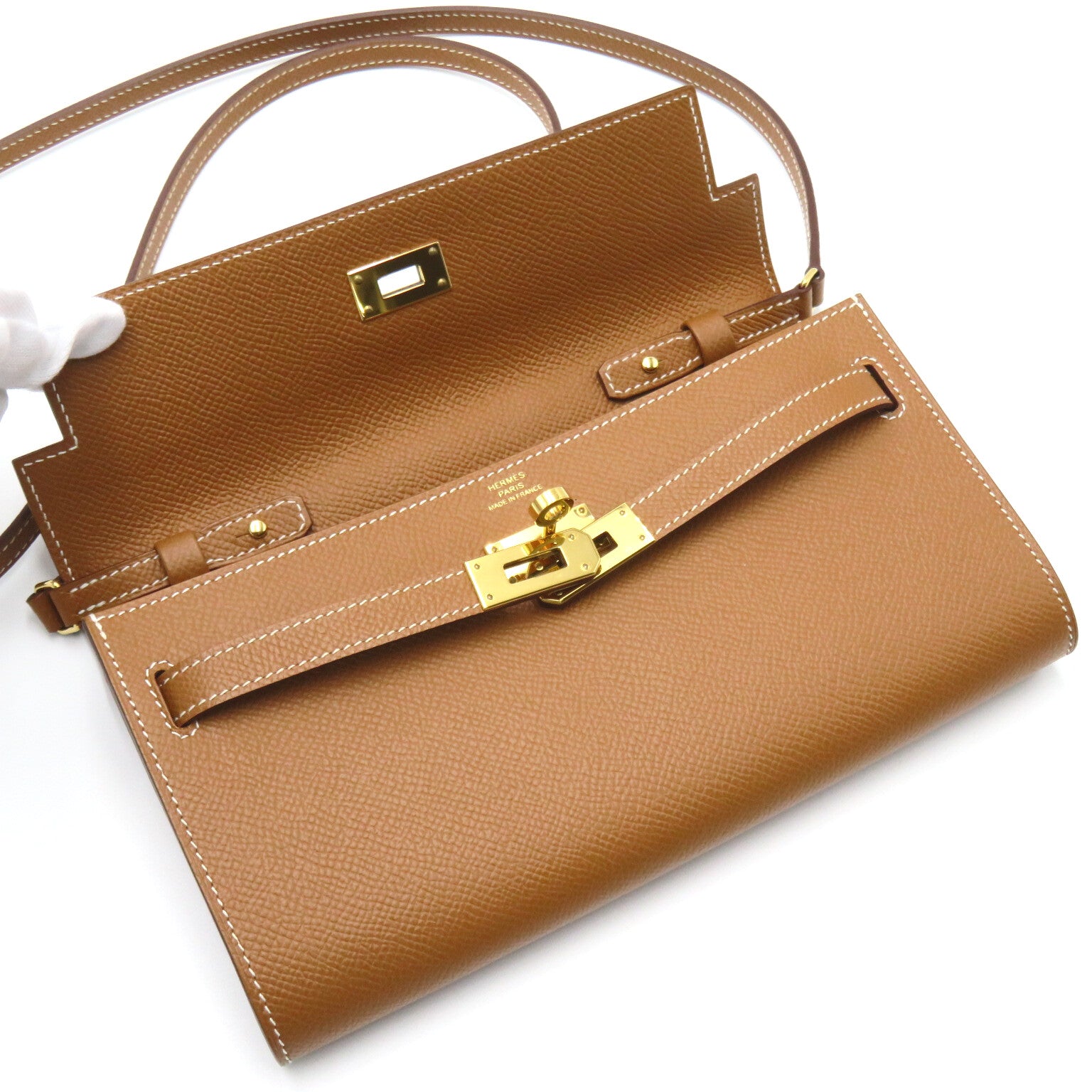 Hermes Hermes Kelly Wallet Tougher Shoulder Bag Leather Epsom  Brown
