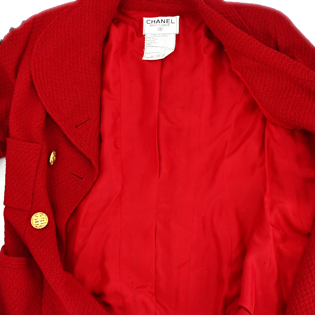 Chanel Double Breasted Jacket Red 29 