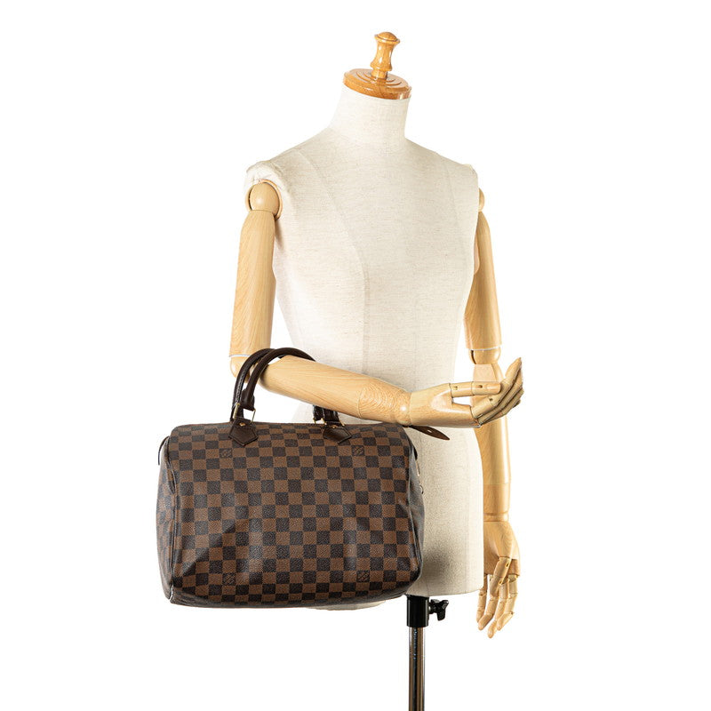 Louis Vuitton Damier Speedy 30 Handbag Mini Boston Bag N41531 Eve Brown PVC Leather  Louis Vuitton