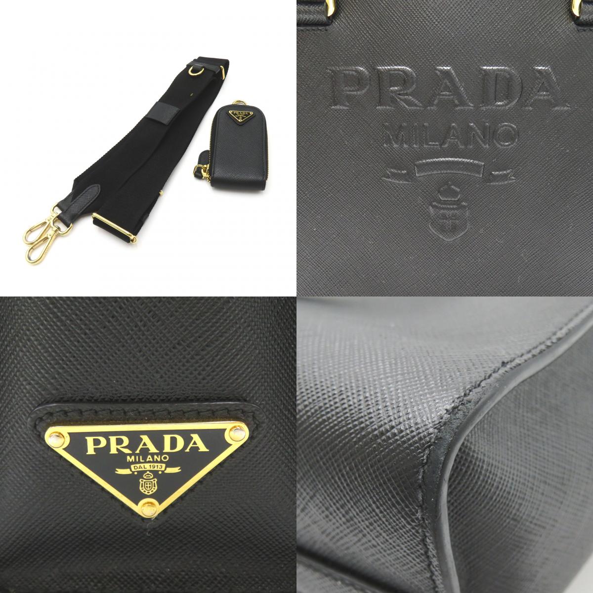Prada Saffiano 2W Tote Bag Saffiano Leathers  Black 1BA337