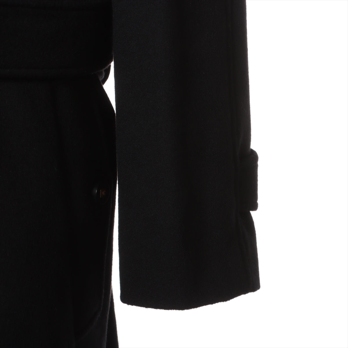 Chanel Coco Button 96A Cashmere X Silk Long Coat 38  Black Belt  Buttons P08177W02312