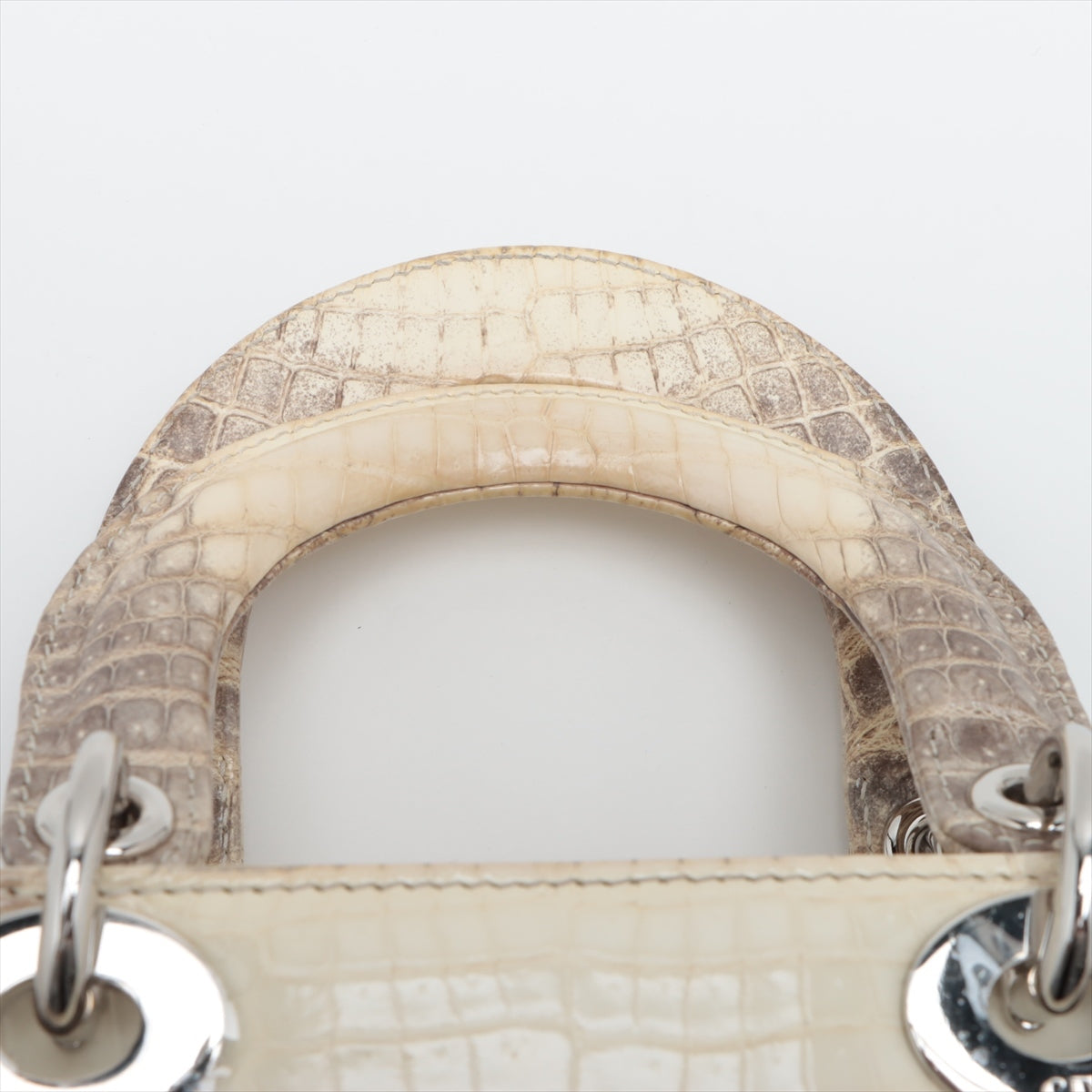 Christian Dior  Dior Crocodile 2WAY Handbag White Himalas