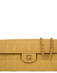 Chanel 2004-2005 Beige Lambskin East West Choco Bar Chain Shoulder Bag