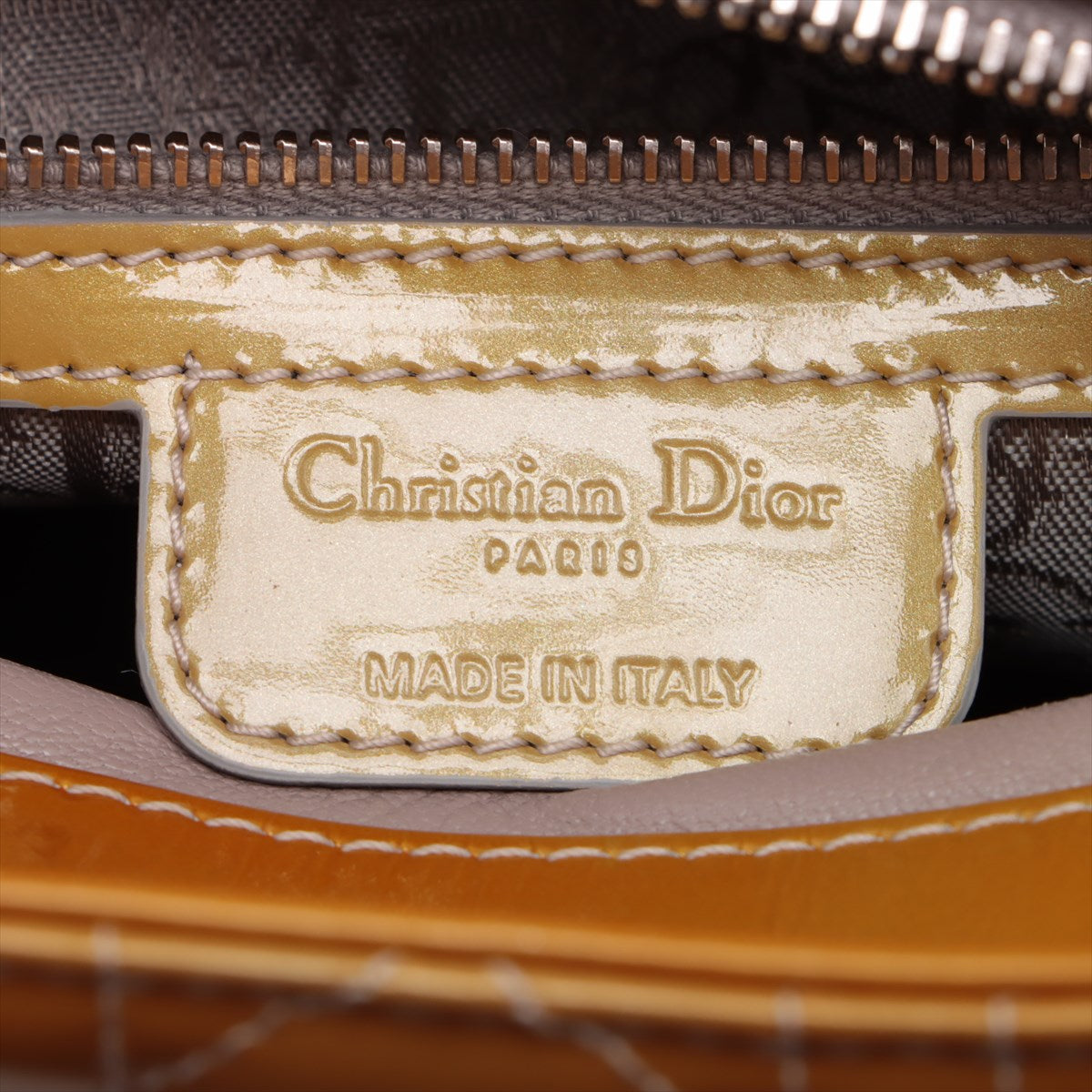 Christian Dior  Dior Lady Patent Leather 2WAY Handbag Yellow