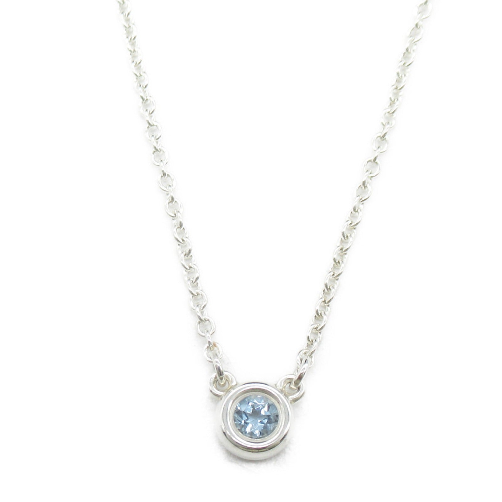 Tiffany TIFFANY&CO Aquamarine Necklaces Silver 925 Aquamarine  Blue