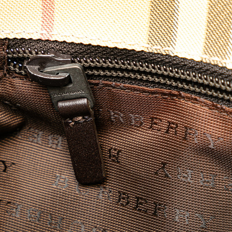 Burberry Nova Check Handbag Tote Bag Beige Brown Nylon Leather  BURBERRY