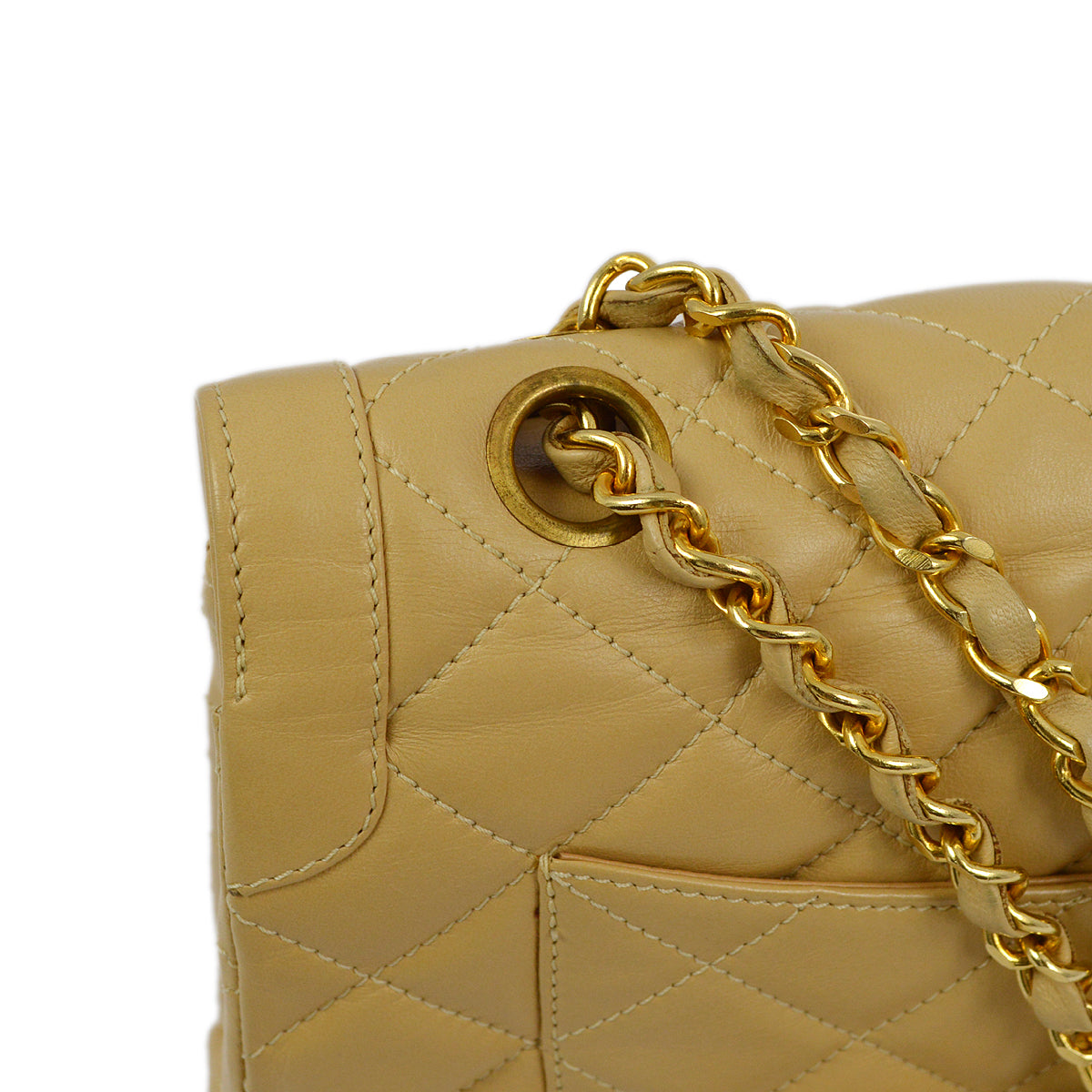 Chanel Beige Lambskin Paris Classic Double Flap Shoulder Bag
