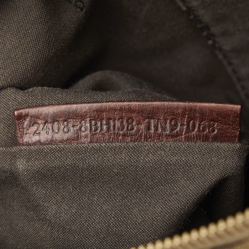 Fendi Zubo Handbag 8BH138 Beige Black Canvas Leather  Fendi