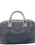 Loewe Amazon 36 Anagram S Handbag Mini Boston Bag Light Blue Swede Crocodile  LOEWE