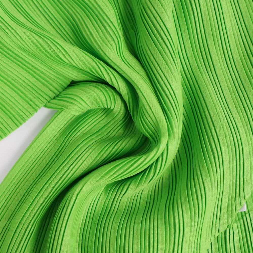 Issey Miyake Pleated jacket seven-minute sleeves prize landless out ladies M~L equivalent green  sandwich