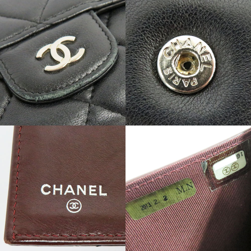Chanel A31506 Black Black Silver Wallet Black Black Coco Mark