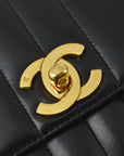 Chanel 1994-1996 Black Lambskin Small Vertical Stitch Straight Flap Bag