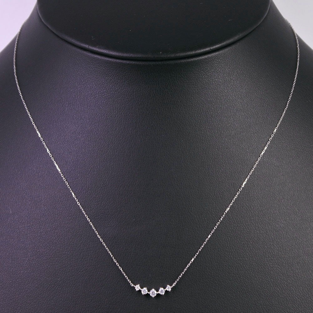 4°C 5P diamond necklace K10 white g x diamond  0.8g 5P diamond ladies 【A+】