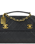 Chanel Black Lambskin 2way Handbag Shoulder Bag
