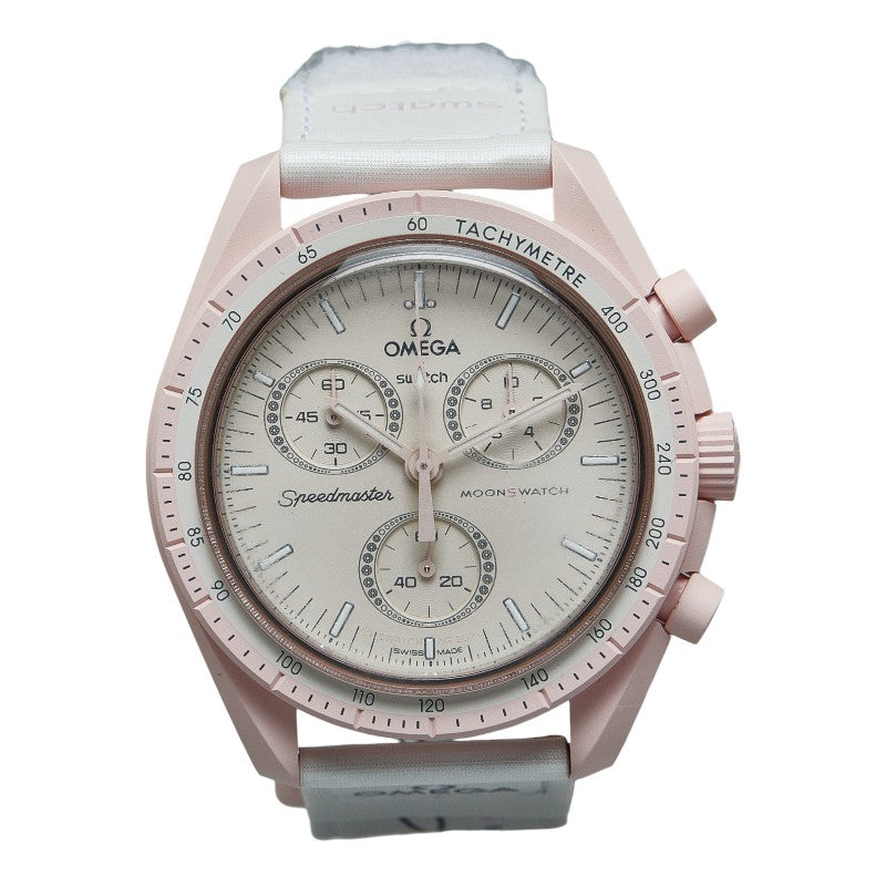 Swatch  Omega Bioceramic Moonwatch Mission to  Watch SO33P100 Quartz Pink  Ceramic Nylon  Swatch