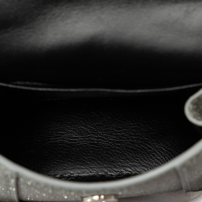Valentiaga Auverglas Mini Glitter Shoulder Bag Mini Handbag 2WAY 664676 Gr Silver Leather  BALENCIAGA