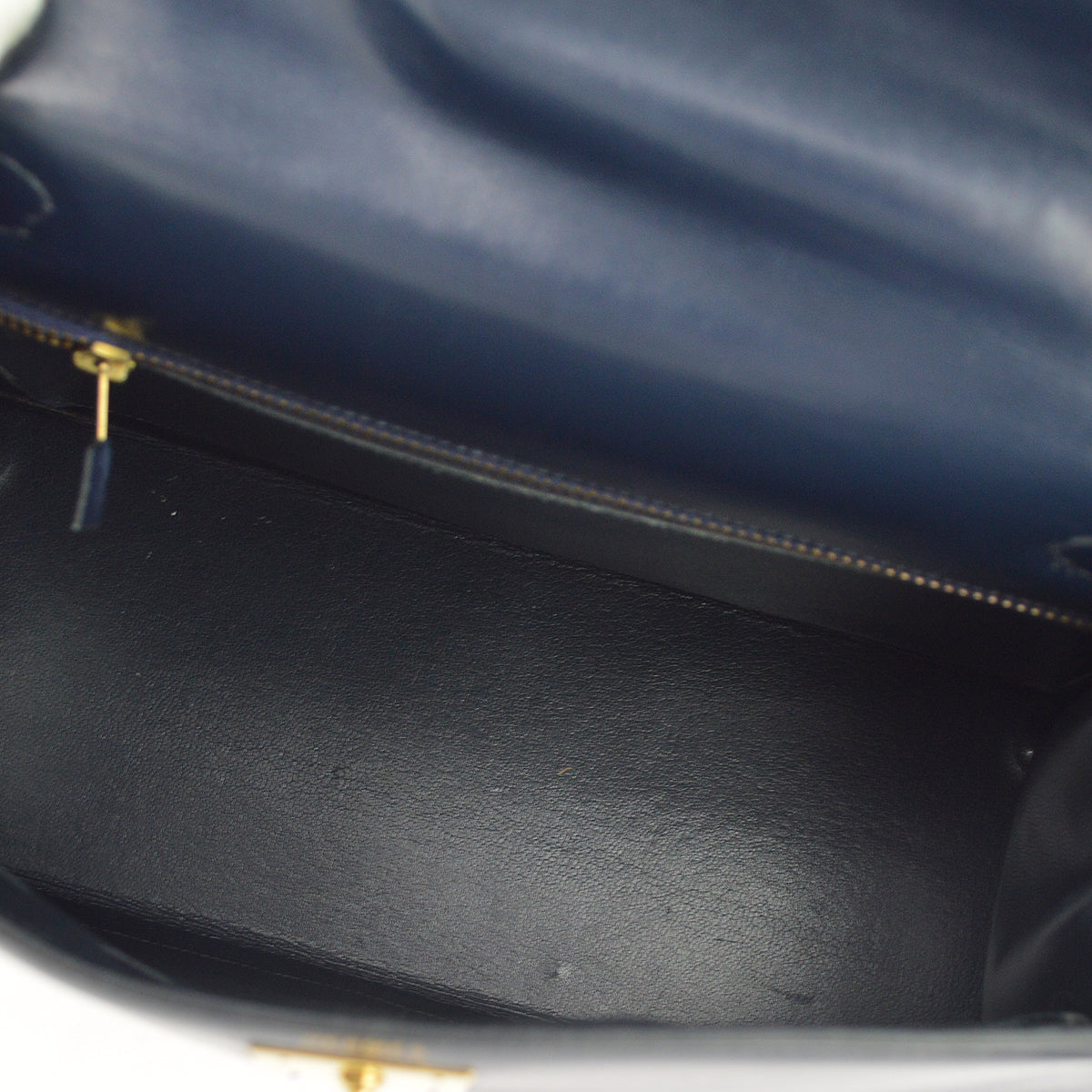 Hermes Blue Indigo Box calf Kelly 28 Sellier Handbag