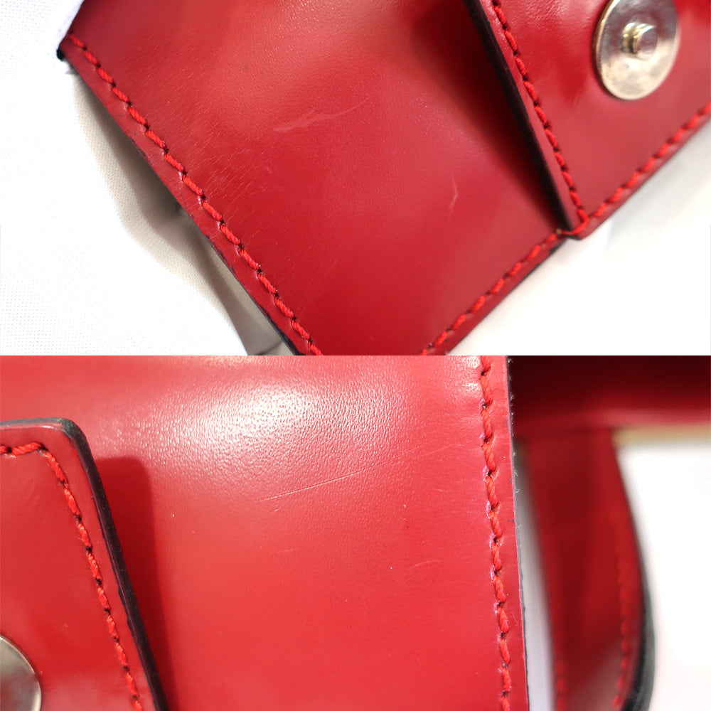 Burberry Handbag Checks Red Brown  Square PVC Leather Women&#39;s Handbag