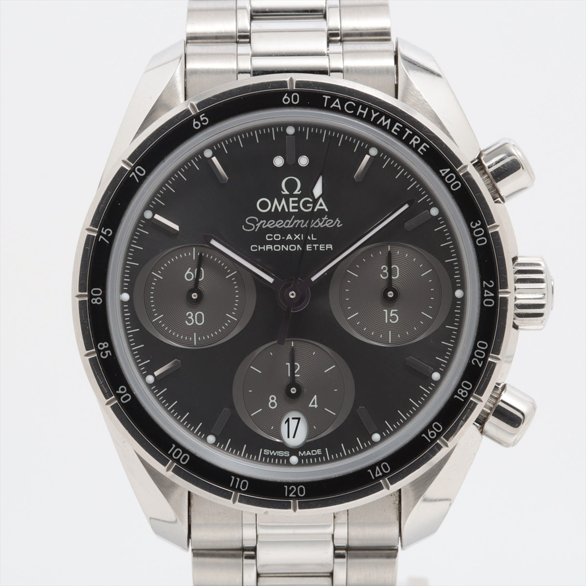 Omega Speedmaster 38 Coaxial Chronometer Chronograph 324.30.38.50.06.001 SS AT Gr Character Disc
