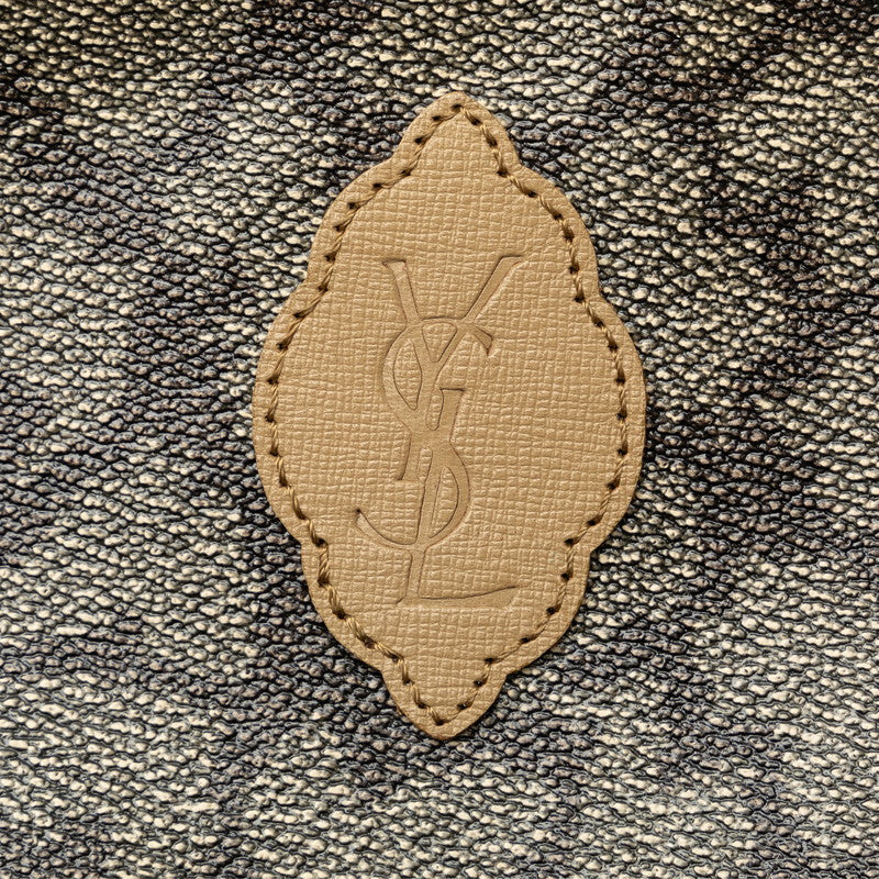 Saint Laurent YSL Logo Zillaf Clutch  Bag Pouch Grey Beige PVC Leather  Saint Laurent