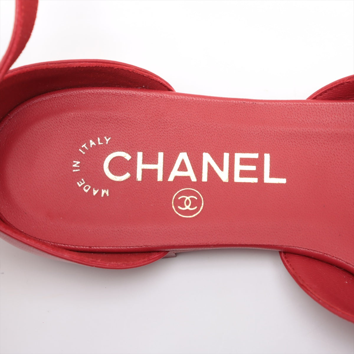 Chanel Coco Leather Strap Pump 35 1/2  Red G38872 Matrasse Ribbon