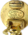 Chanel Dangle Hoop Earrings Clip-On Gold 94A