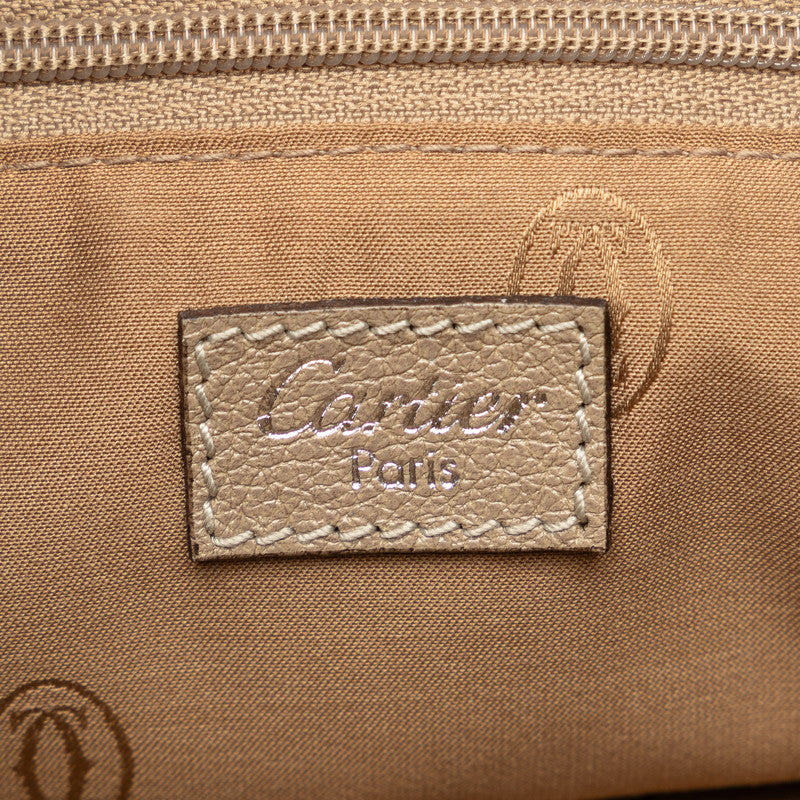 Cartier Marcello Tote Bag Shoulder Bag 2WAY Beige Grey Canvas Leather  Cartier