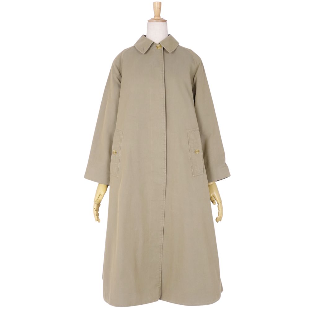 Vint Burberry s Coat UK one sleeve stainless coat balm coat cotton 100% outer ladies 10 (equivalent to M) curry sic