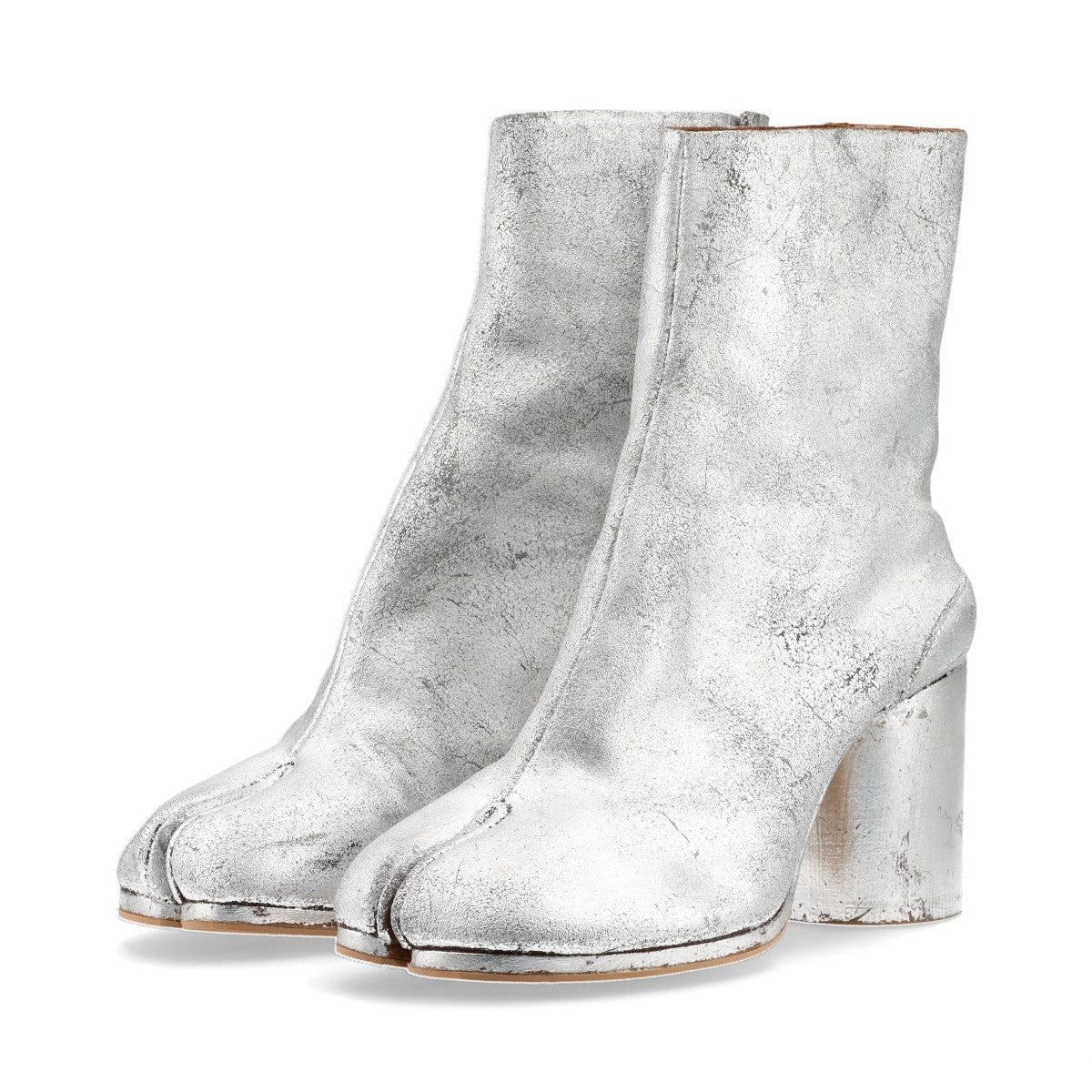 Maison Margiela TABI 20AW LeatherSweed Short Boots 37  Silver Vintage Processing Box  Cover