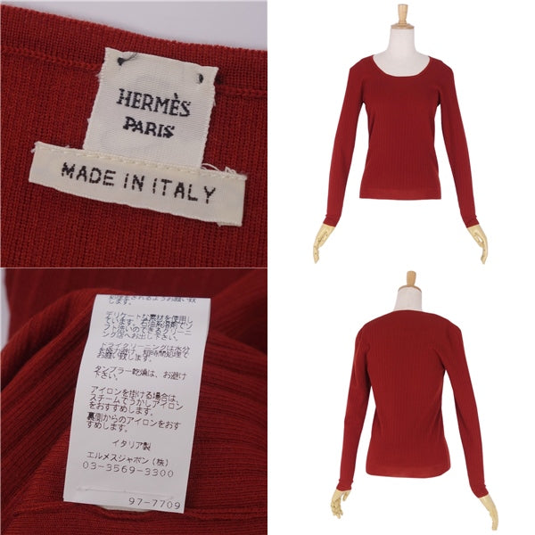 Hermes Nitted sweaters Gen  long sleeves long sleeves wool tops ladies 34 (equivalent to S) red brown