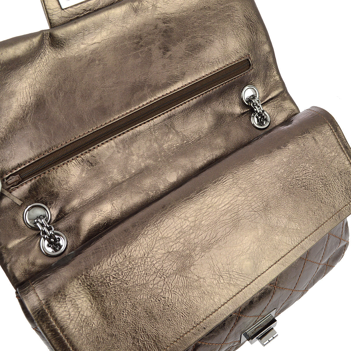 Chanel Brown Lambskin 2.55 Classic Double Flap Shoulder Bag