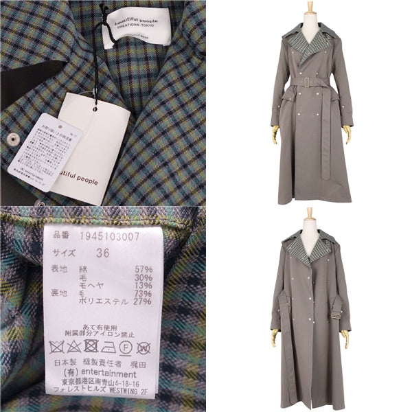 Beautiful people beautiful people coat trent coat cotton wool mohair outer ladies 36 (equivalent to S) grey/green