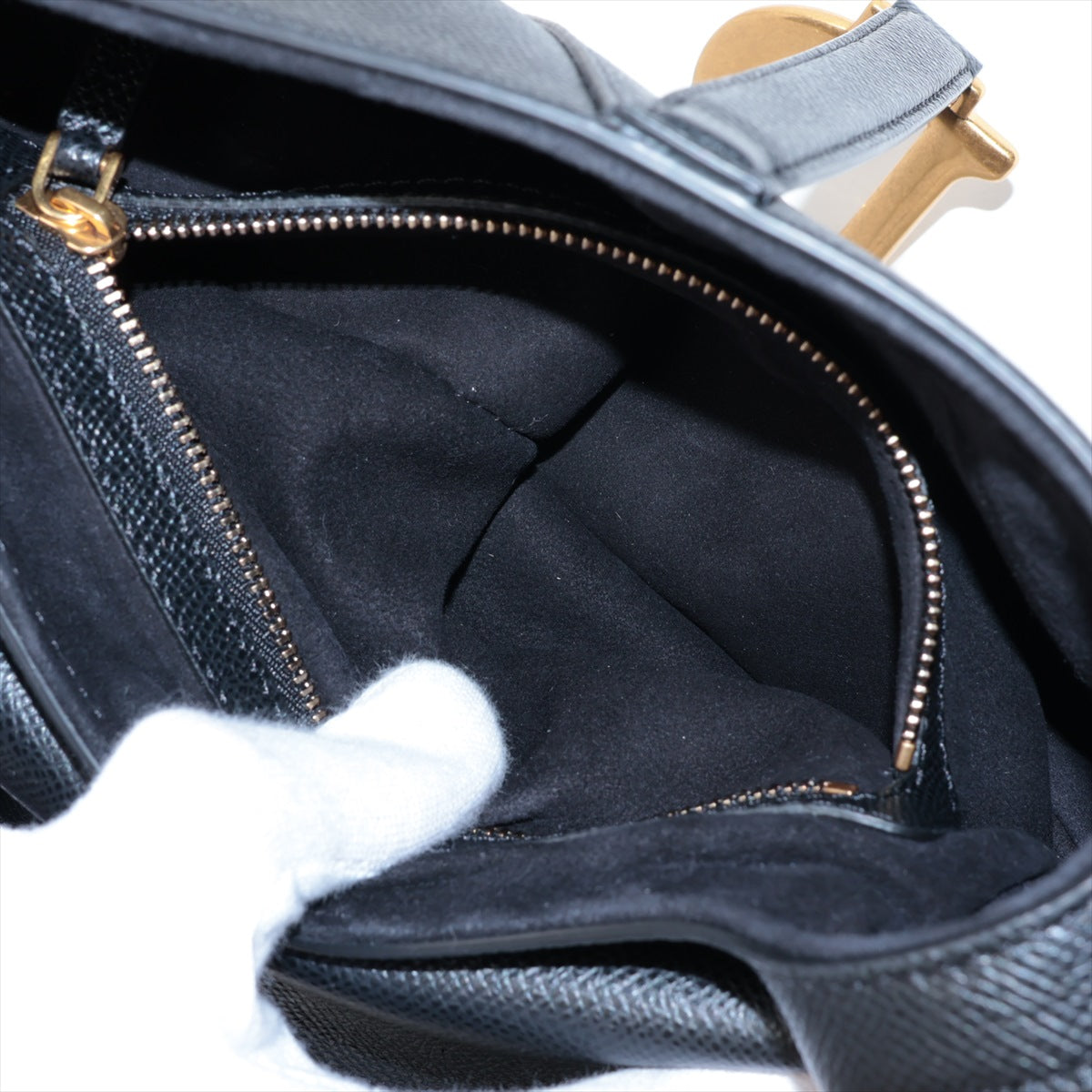 Christian Dior Saddle Bag Leather Shoulder Bag Black