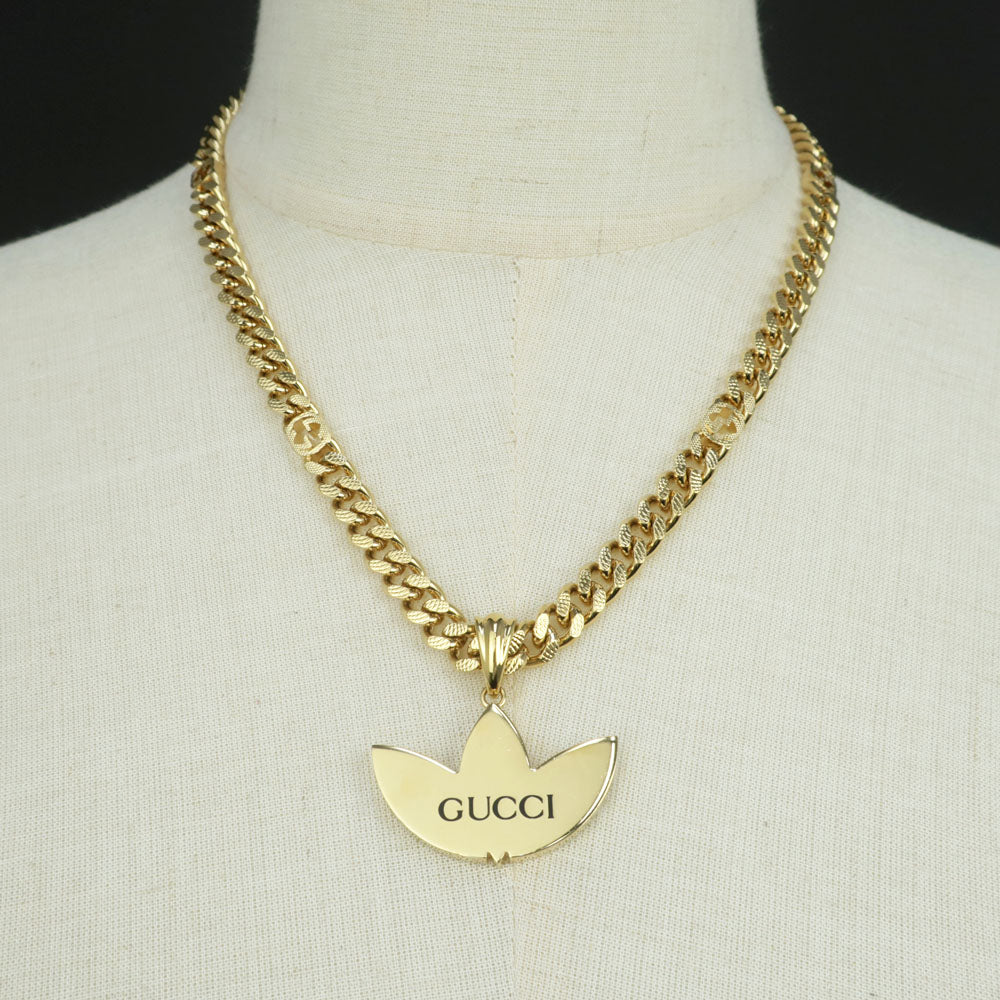 Gucci Adidas Collaborative necklace trophy chain g black 50cm pendant ladies men accessories