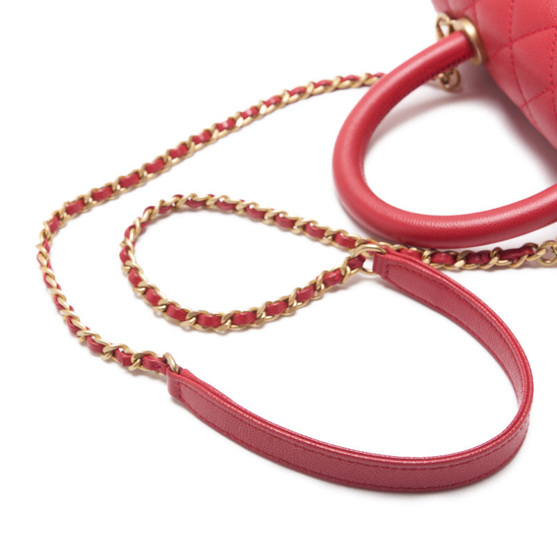 CHANEL Matrasse Coco Handle 2WAY Handbag Caviar S Red  Handbag &#39;s Shoulder Bag Lady&#39;s Handbag Hybrid 【 Ship】 Viper Mountain Bookstore Online