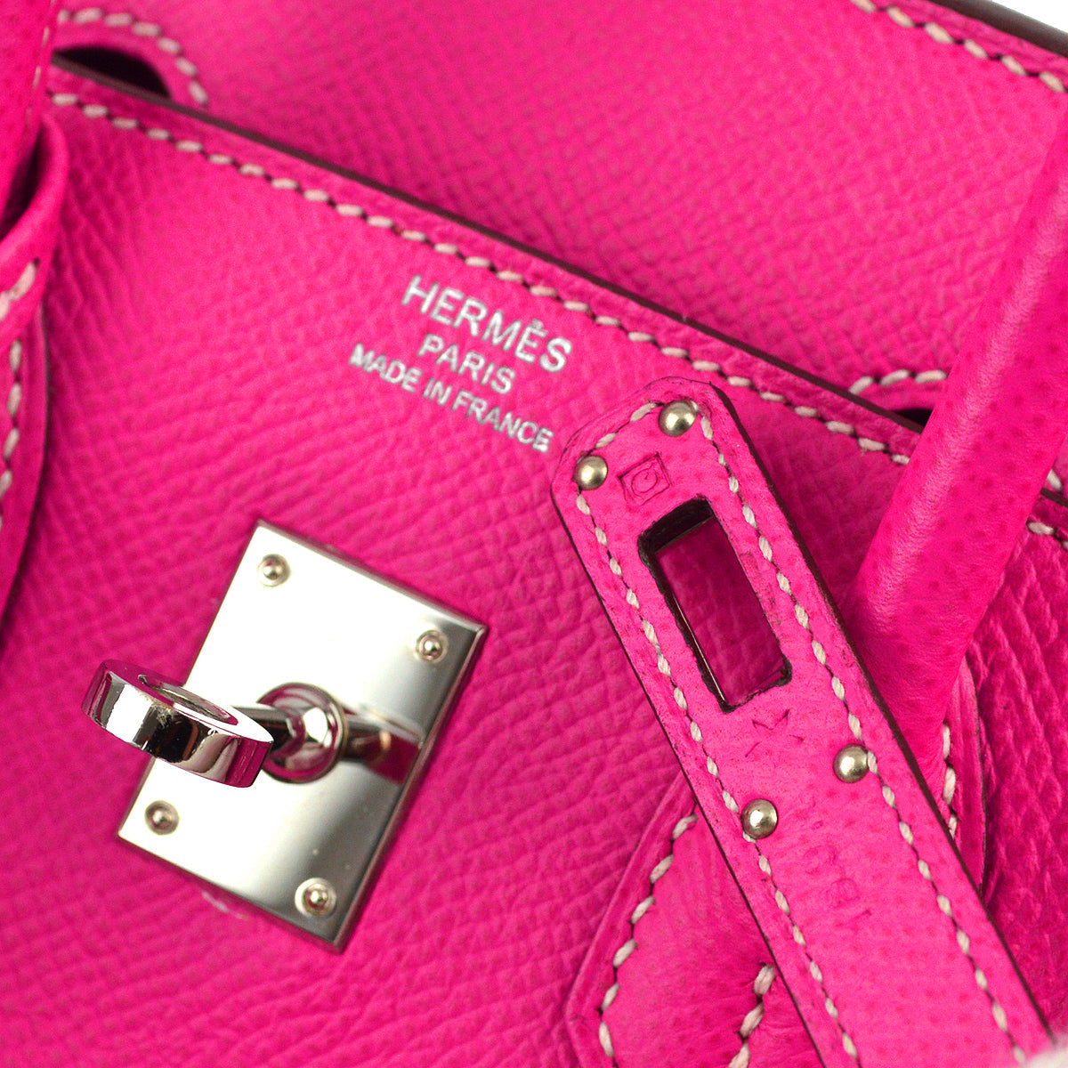 Hermes Rose Shocking Epsom Birkin 25 Handbag
