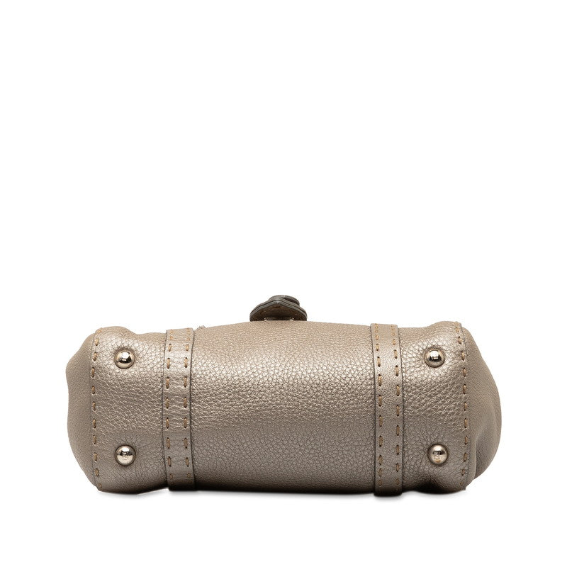 Fendi Selleria Linda Mini Handbag 8R486 Gr Silver Leather  Fendi