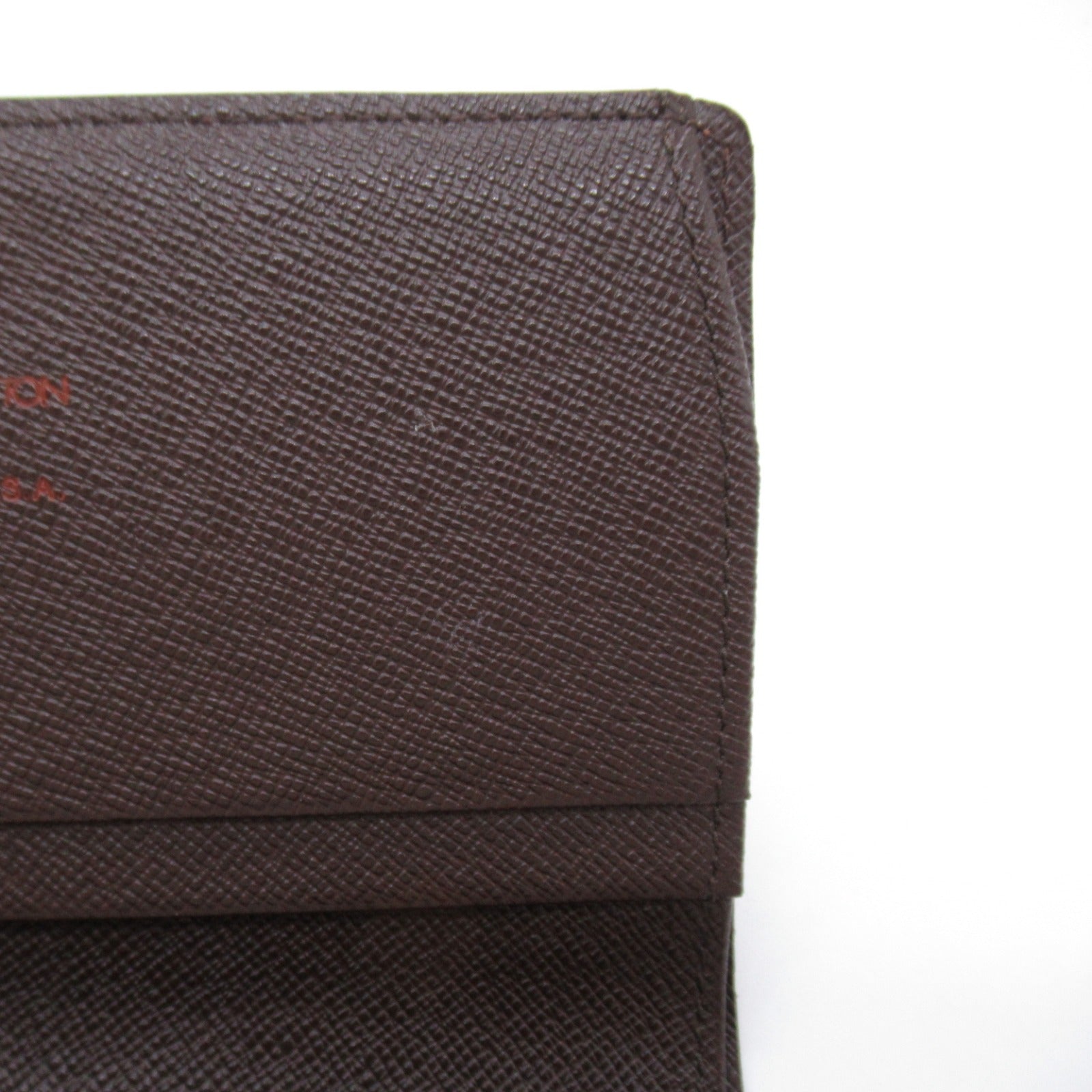 Louis Vuitton Porte Monetier Tresor Double Fold Wallet Wallet PVC Coated Canvas Damiet Mens  Brown N61730